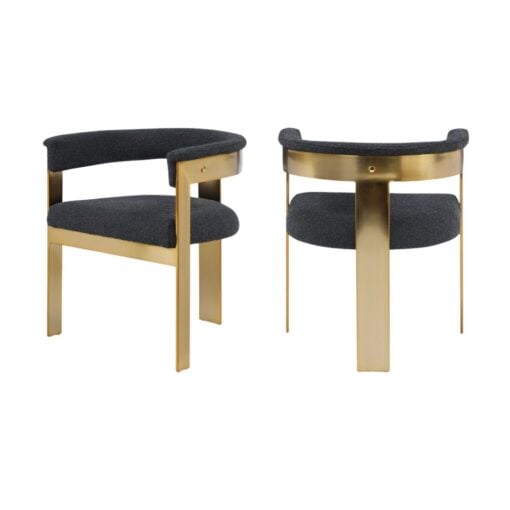 Romeo Boucle Fabric Upholstered Dining Chair In Black