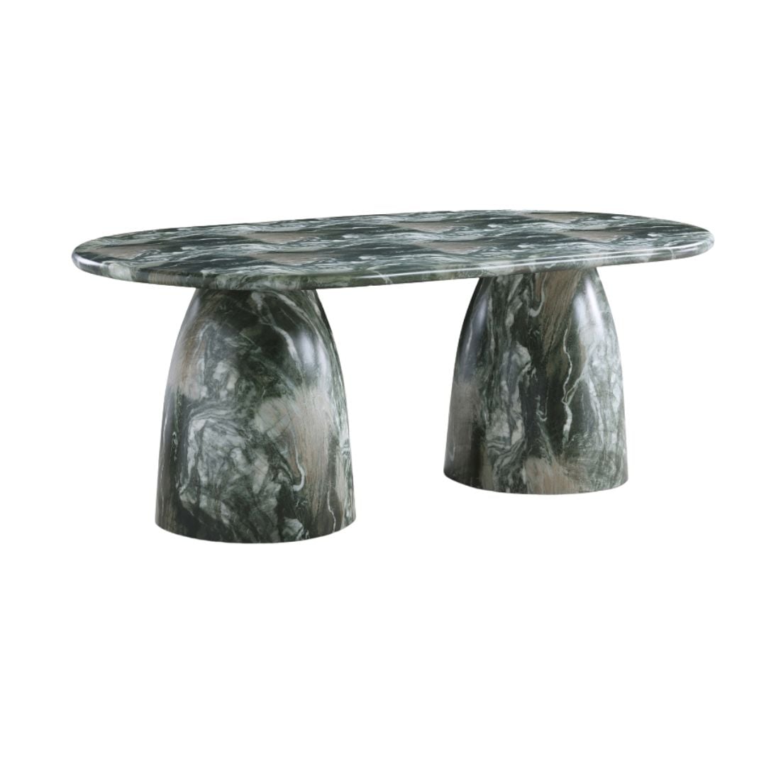 Cosenza 78" Marble Finish Indoor/Outdoor Concrete Dining Table In Green - Image 2