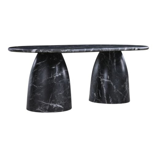 Cosenza 78" Marble Finish Indoor/Outdoor Concrete Dining Table In Black - Image 2