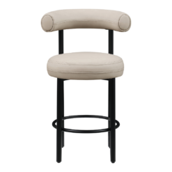 Bordeaux Vegan Leather Upholstered Counter Stool In Taupe