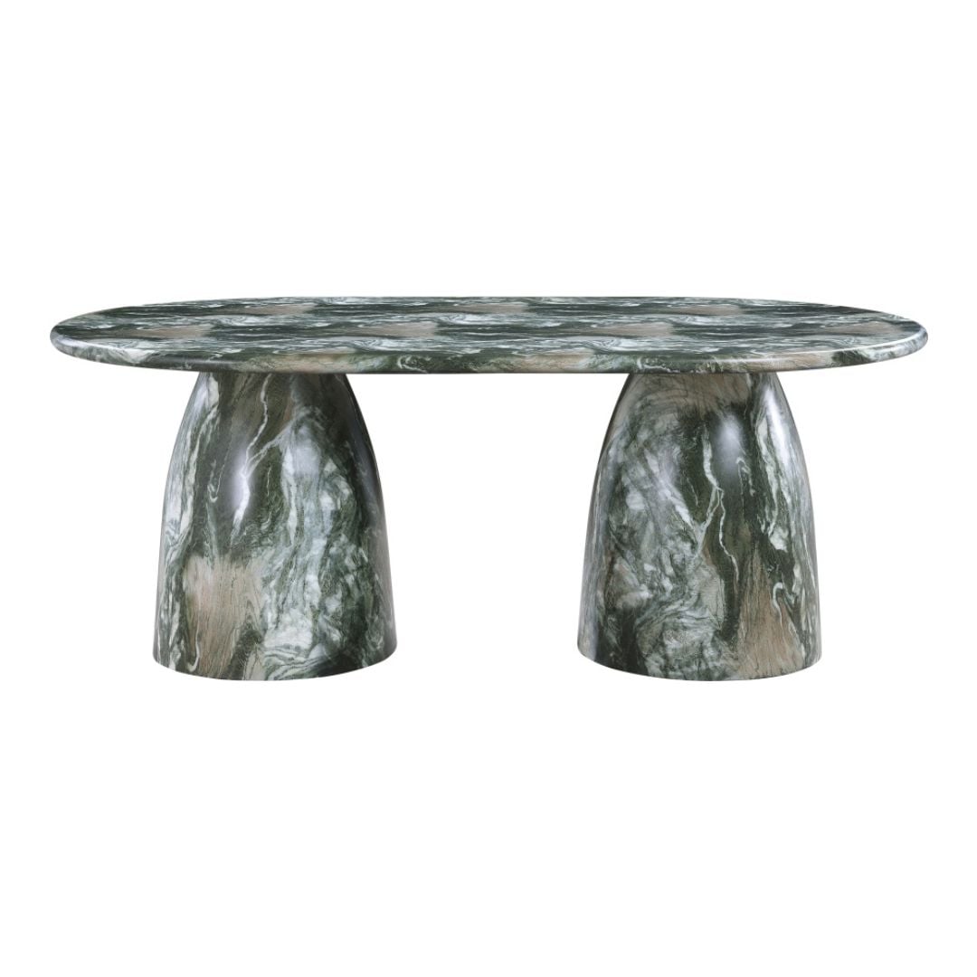 Cosenza 78" Marble Finish Indoor/Outdoor Concrete Dining Table In Green