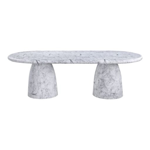 Cosenza 96" Marble Finish Indoor/Outdoor Concrete Dining Table In White