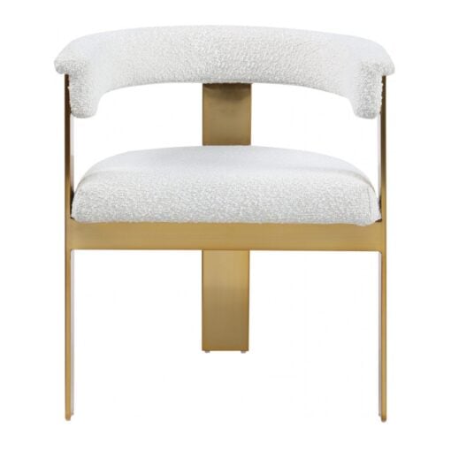 Romeo Boucle Fabric Upholstered Dining Chair In Cream - Image 2