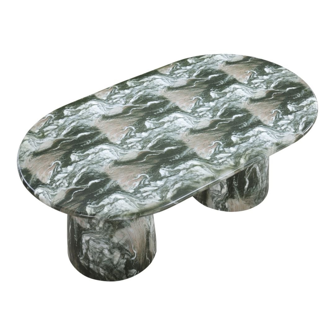 Cosenza 78" Marble Finish Indoor/Outdoor Concrete Dining Table In Green - Image 4