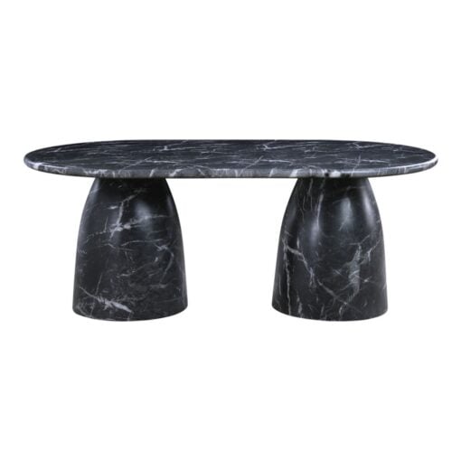 Cosenza 78" Marble Finish Indoor/Outdoor Concrete Dining Table In Black
