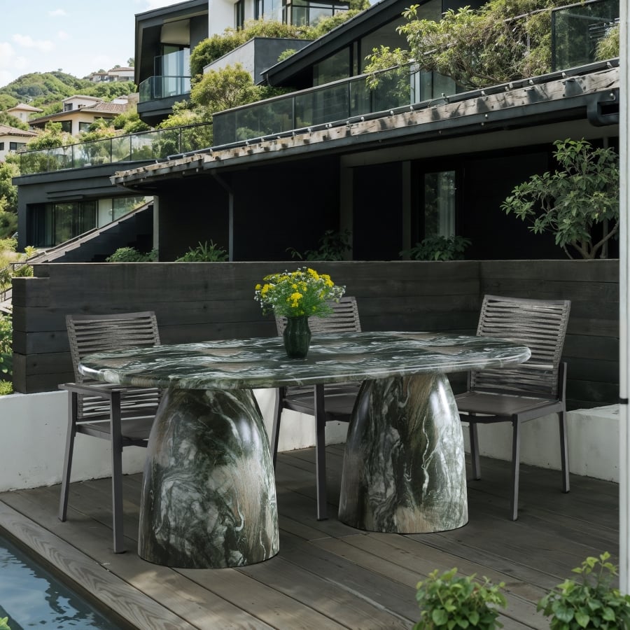 Cosenza 78" Marble Finish Indoor/Outdoor Concrete Dining Table In Green - Image 8