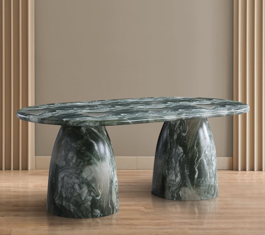 Cosenza 78" Marble Finish Indoor/Outdoor Concrete Dining Table In Green - Image 7