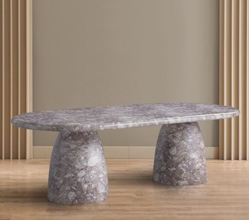 Cosenza 96" Marble Finish Indoor/Outdoor Concrete Dining Table In Brown - Image 7