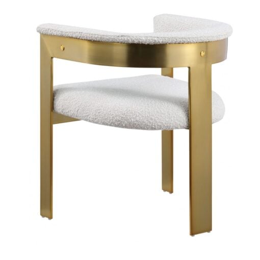 Romeo Boucle Fabric Upholstered Dining Chair In Cream - Image 5