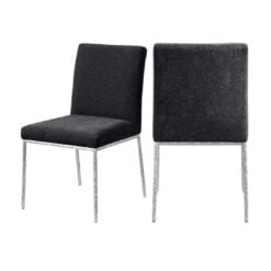 Reeves Chenille Fabric Upholstered Dining Side Chair In Black Silver