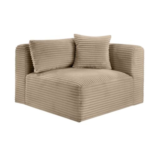 Shaggy Corduroy Performance Fabric Upholstered Accent Chair In Taupe