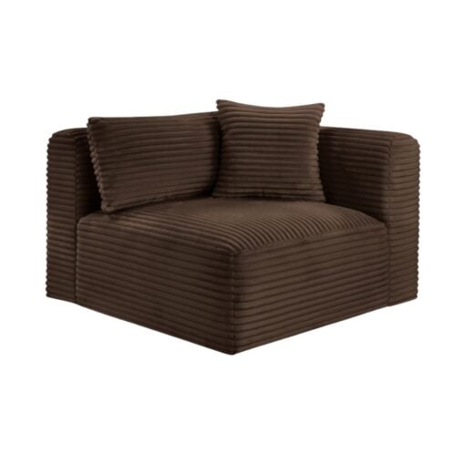 Shaggy Corduroy Performance Fabric Upholstered Accent Chair In Brown