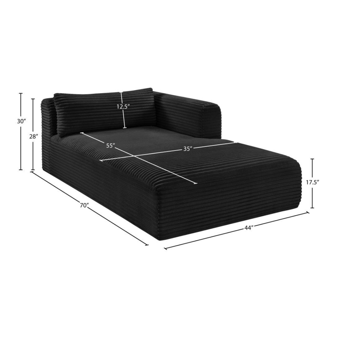 Shaggy Corduroy Performance Fabric Upholstered Chaise In Black - Image 11