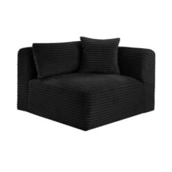 Shaggy Corduroy Performance Fabric Upholstered Accent Chair In Black