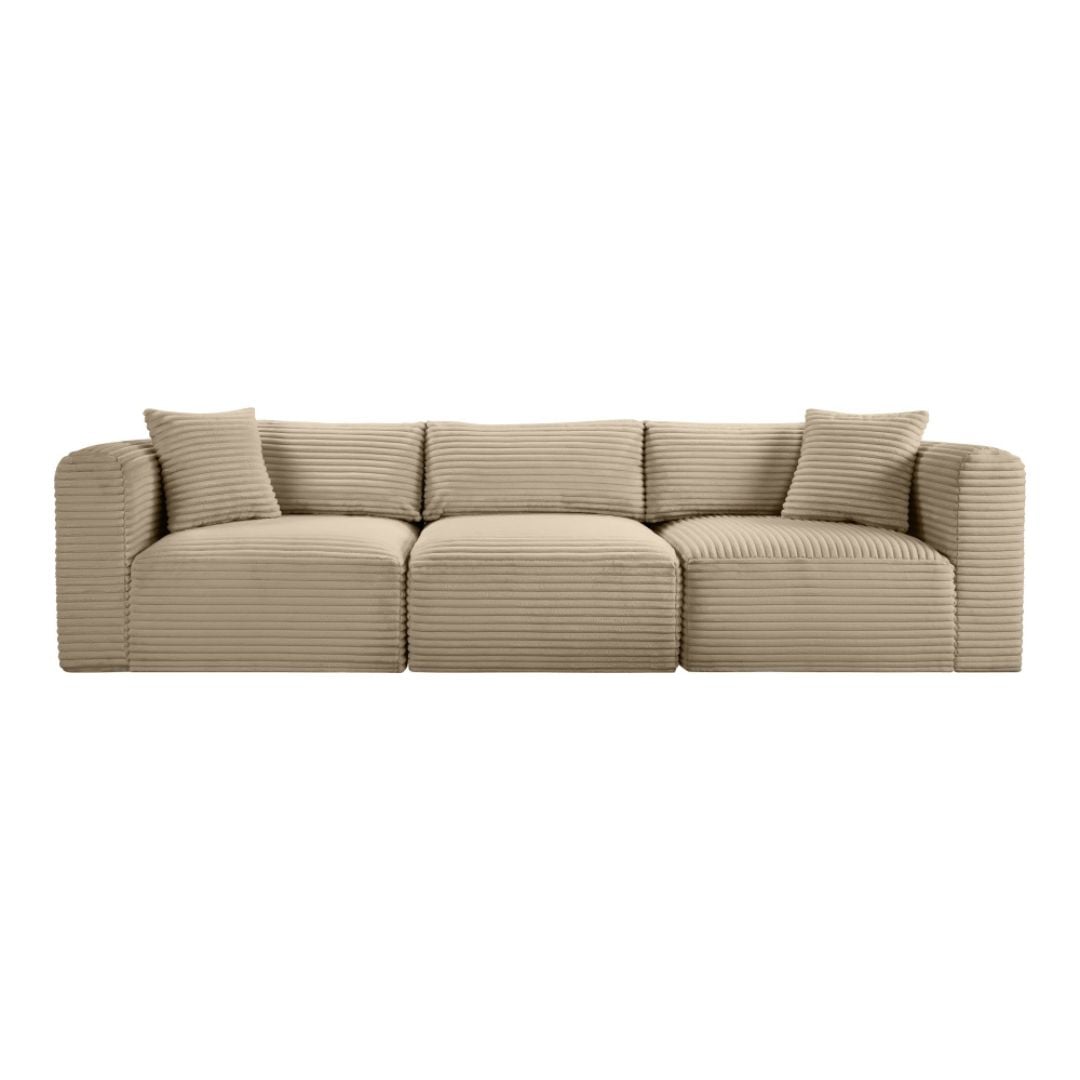 Shaggy 109" Corduroy Performance Fabric Upholstered Modular Sofa In Taupe