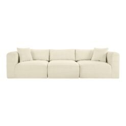 Shaggy 109" Corduroy Performance Fabric Upholstered Modular Sofa In Cream