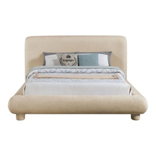Blair Chenille Fabric Upholstered Full Bed In Beige