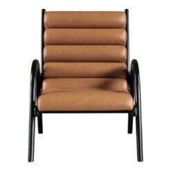 Randal Vegan Leather Upholstered Accent Chair In Cognac Black