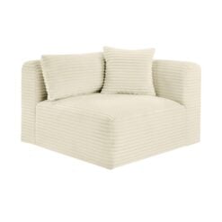 Shaggy Corduroy Performance Fabric Upholstered Accent Chair In Cream