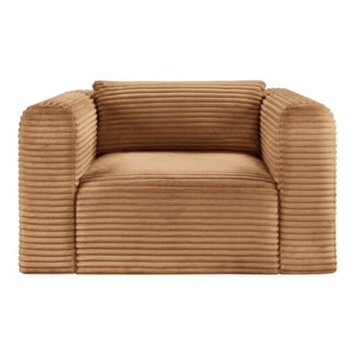 Shaggy Corduroy Performance Fabric Upholstered Accent Chair In Saddle