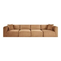 Shaggy 140" Corduroy Performance Fabric Upholstered Modular Sofa In Saddle