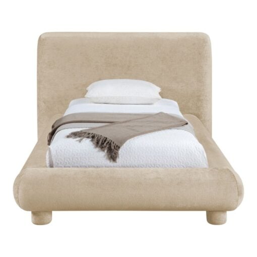 Blair Chenille Fabric Upholstered Twin Bed In Beige