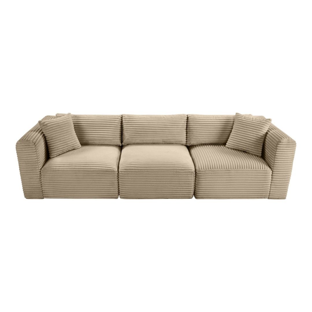 Shaggy 109" Corduroy Performance Fabric Upholstered Modular Sofa In Taupe - Image 2