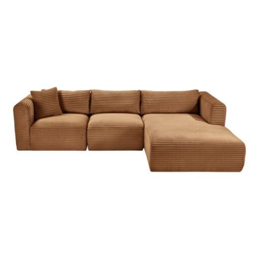 Shaggy 114" Corduroy Performance Fabric Upholstered Modular Sectional In Saddle - Image 2