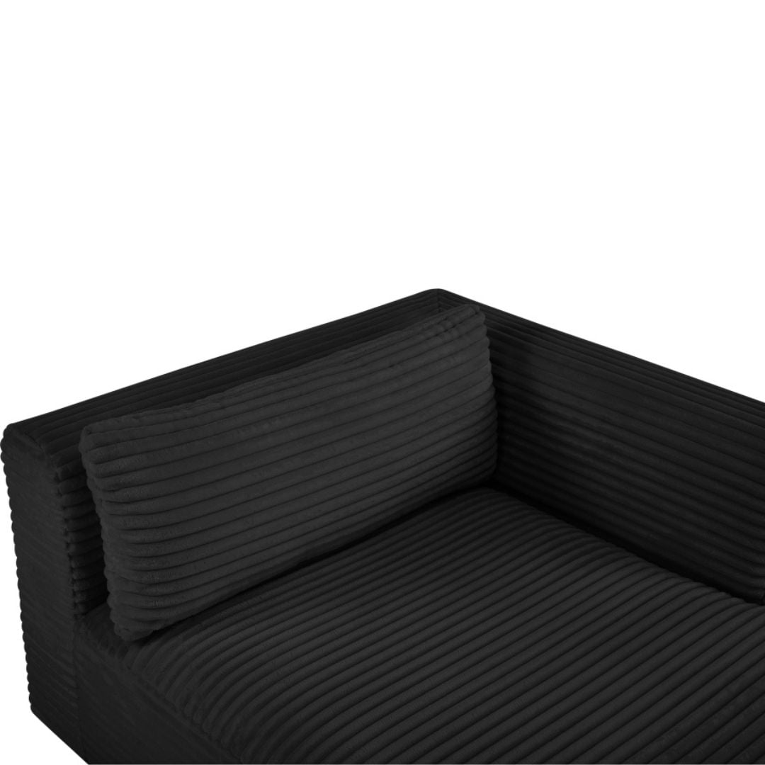 Shaggy Corduroy Performance Fabric Upholstered Chaise In Black - Image 7