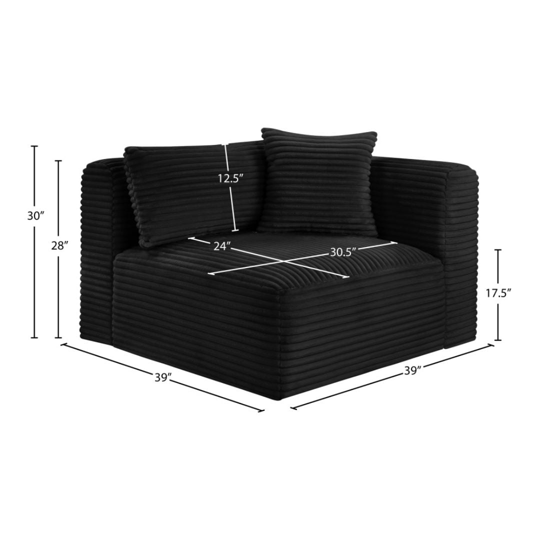 Shaggy Corduroy Performance Fabric Upholstered Accent Chair In Black - Image 8