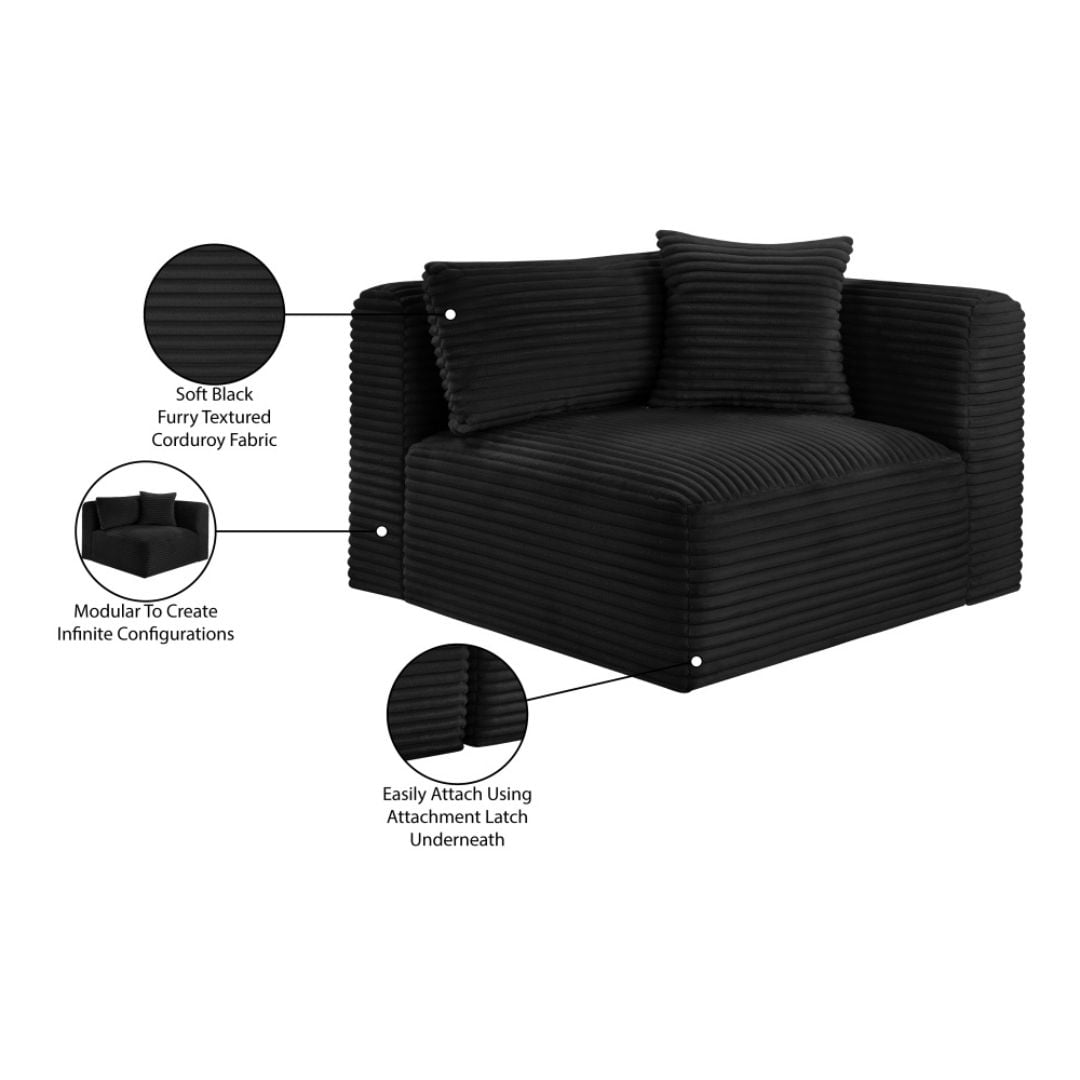 Shaggy Corduroy Performance Fabric Upholstered Accent Chair In Black - Image 7