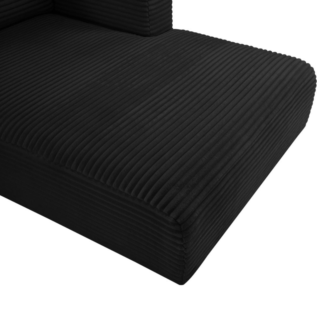 Shaggy Corduroy Performance Fabric Upholstered Chaise In Black - Image 8