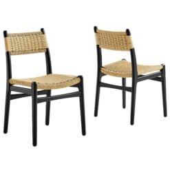 Wynn Rope and Wood Dining Side Chairs Set of 2 In Black Natural