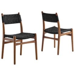 Wynn Rope and Wood Dining Side Chairs Set of 2 In Walnut Black