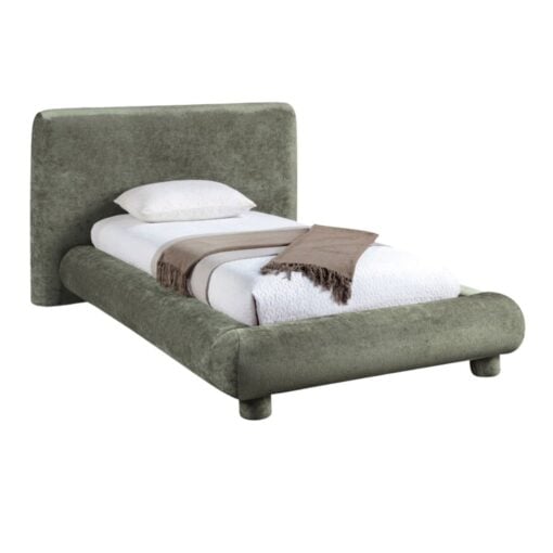 Blair Chenille Fabric Upholstered Twin Bed In Green - Image 2