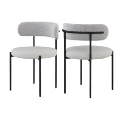 Beacon Taupe Vegan Leather And Boucle Fabric Upholstered Dining Chair