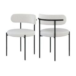 Beacon Cream Vegan Leather And Boucle Fabric Upholstered Dining Chair