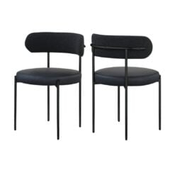 Beacon Black Vegan Leather And Boucle Fabric Upholstered Dining Chair