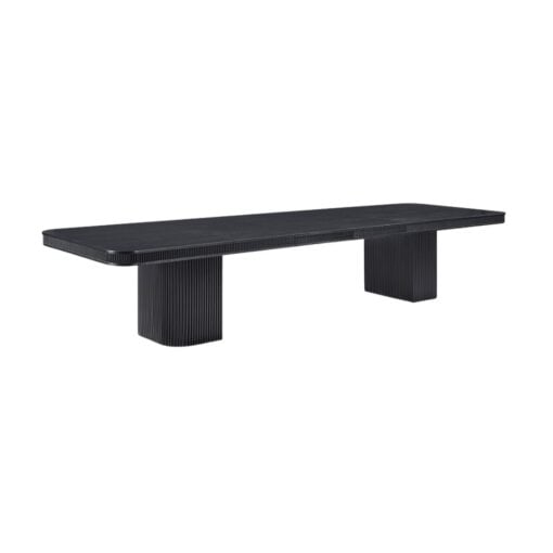 Mohari 112" Solid Wood And Oak Veneer Dining Table In Black - Image 5