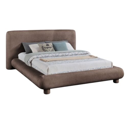 Blair Chenille Fabric Upholstered King Bed In Brown - Image 2