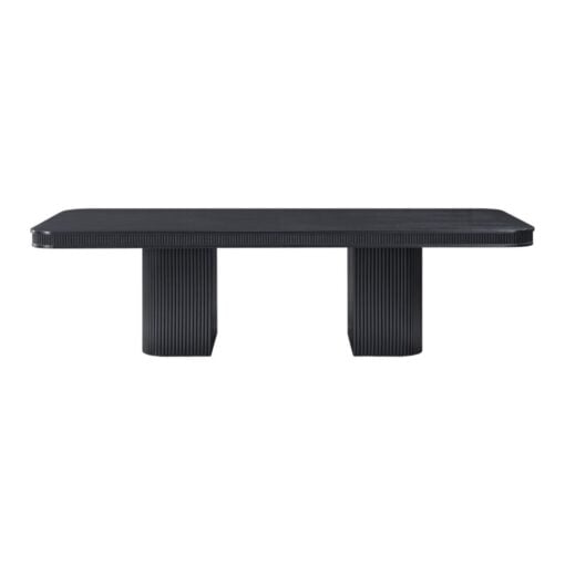 Mohari 112" Solid Wood And Oak Veneer Dining Table In Black - Image 3