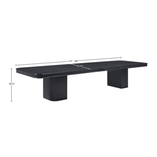 Mohari 112" Solid Wood And Oak Veneer Dining Table In Black - Image 14