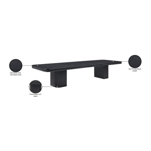 Mohari 112" Solid Wood And Oak Veneer Dining Table In Black - Image 13