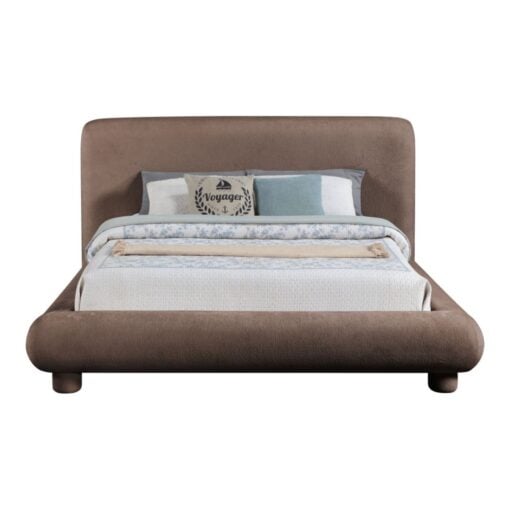 Blair Chenille Fabric Upholstered Queen Bed In Brown