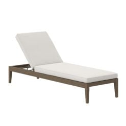 Northlake Outdoor Patio Teak Chaise Lounge In Weathered Gray White