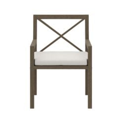 Northlake Outdoor Patio Teak Dining Armchair In Weathered Gray White