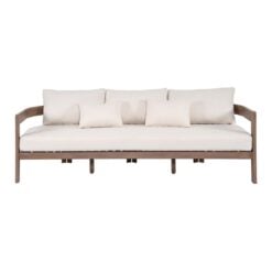 Newport 86.75" Water Resistant Fabric Upholstered Outdoor Patio Sofa In Cream