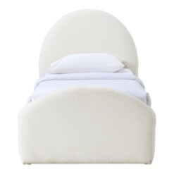 Andaz Chenille Fabric Upholstered Twin Trundle Bed In Cream