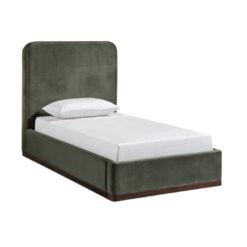 Rava Velvet Upholstered Twin Bed In Green