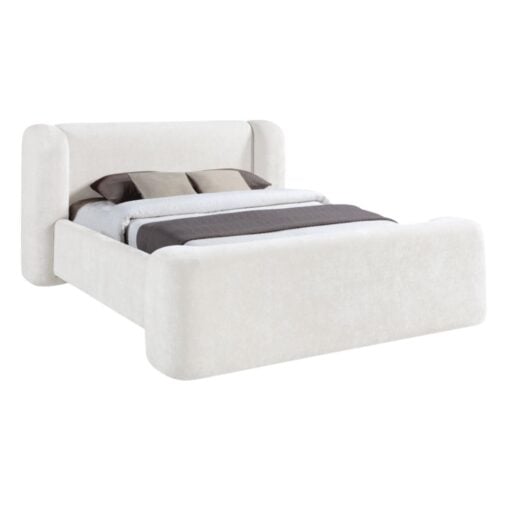 Modena Chenille Fabric Upholstered Full Bed In Cream - Image 2
